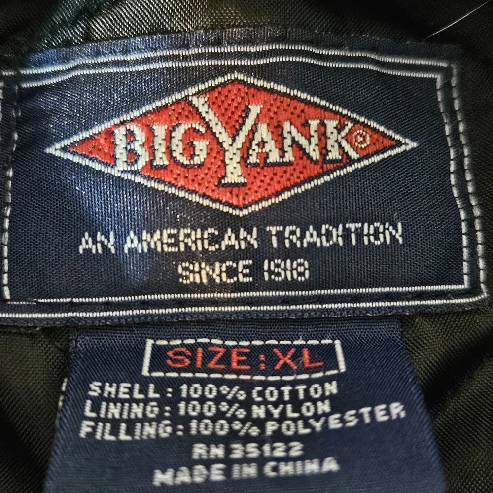 VTG Big Yank Flannel Shirt Jacket Mens XL Blue Plaid Quilt Button Chore Shacket